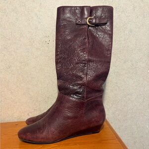 Steven by Steve Madden Intyce Burgendy Distressed Leather Riding Boots Size 6.5